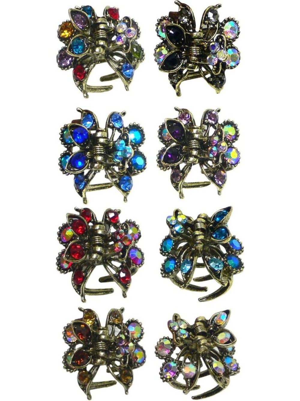 Set of 8 Mini Hair Claw Clips - Tiny 1"x1" Metal Hair Accessories for All Hair